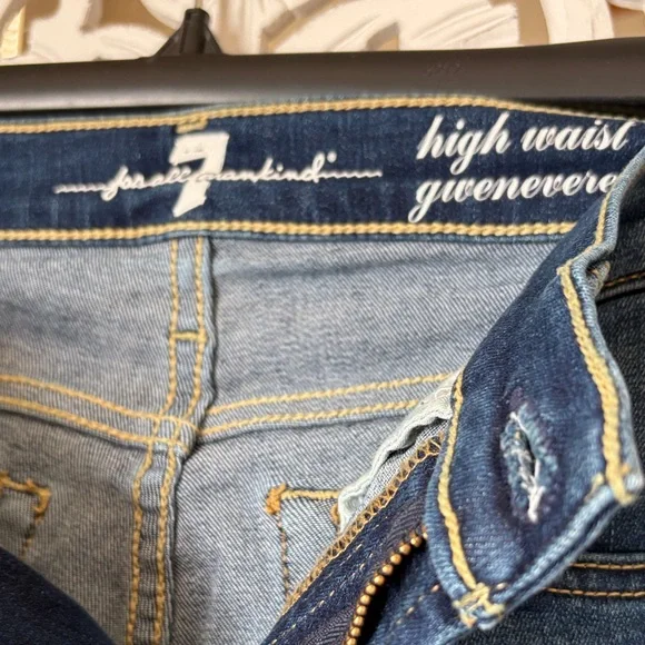 7 For All Mankind Blue High-Rise Skinny Jeans - Picture 3 of 8